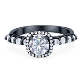 Vintage Style Round Natural Stone Wedding Ring