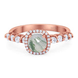 Vintage Style Round Natural Stone Wedding Ring