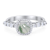 Vintage Style Round Natural Stone Wedding Ring