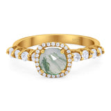 Vintage Style Round Natural Stone Wedding Ring