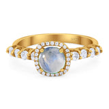 Vintage Style Round Natural Stone Wedding Ring