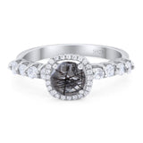 Vintage Style Round Natural Stone Wedding Ring