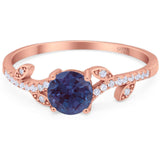 Round Natural Stone Leaf Style Ring