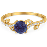 Round Natural Stone Leaf Style Ring