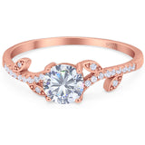 Round Natural Stone Leaf Style Ring