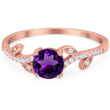 Round Natural Stone Leaf Style Ring