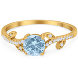 Round Natural Stone Leaf Style Ring