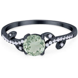 Round Natural Stone Leaf Style Ring