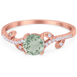 Round Natural Stone Leaf Style Ring