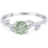 Round Natural Stone Leaf Style Ring