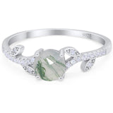 Round Natural Stone Leaf Style Ring