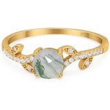 Round Natural Stone Leaf Style Ring