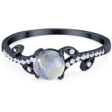 Round Natural Stone Leaf Style Ring