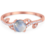 Round Natural Stone Leaf Style Ring