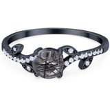 Round Natural Stone Leaf Style Ring