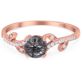 Round Natural Stone Leaf Style Ring