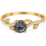 Round Natural Stone Leaf Style Ring