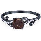 Round Natural Stone Leaf Style Ring