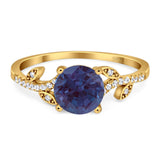 Art Deco Round Natural Stone Leaf Style Ring