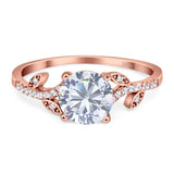 Art Deco Round Natural Stone Leaf Style Ring