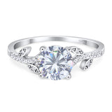 Art Deco Round Natural Stone Leaf Style Ring