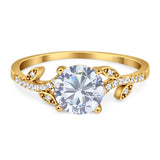 Art Deco Round Natural Stone Leaf Style Ring