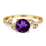 Art Deco Round Natural Stone Leaf Style Ring