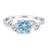 Art Deco Round Natural Stone Leaf Style Ring