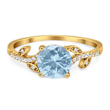 Art Deco Round Natural Stone Leaf Style Ring