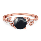 Art Deco Round Natural Stone Leaf Style Ring