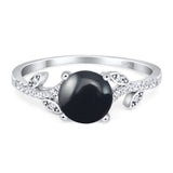 Art Deco Round Natural Stone Leaf Style Ring