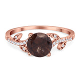 Art Deco Round Natural Stone Leaf Style Ring