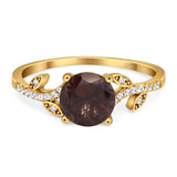 Art Deco Round Natural Stone Leaf Style Ring