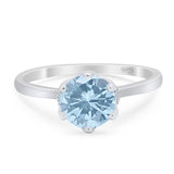 Art Deco Round Natural Aquamarine Halo Wedding Ring 925 Sterling Silver
