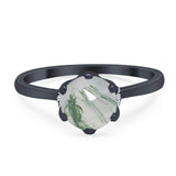 Art Deco Round Natural Stone Halo Ring