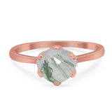 Art Deco Round Natural Stone Halo Ring