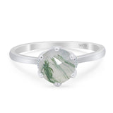 Art Deco Round Natural Stone Halo Ring