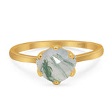 Art Deco Round Natural Stone Halo Ring