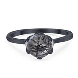 Art Deco Round Natural Stone Halo Ring
