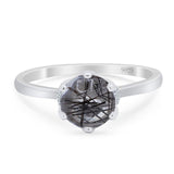 Art Deco Round Natural Stone Halo Ring