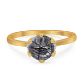 Art Deco Round Natural Stone Halo Ring
