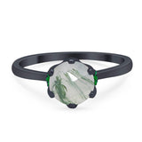 Art Deco Round Natural Stone Halo Ring