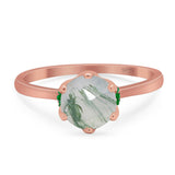 Art Deco Round Natural Stone Halo Ring
