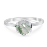 Art Deco Round Natural Stone Halo Ring