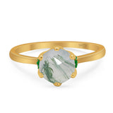 Art Deco Round Natural Stone Halo Ring