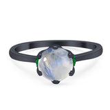 Art Deco Round Natural Stone Halo Ring