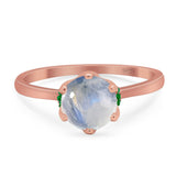 Art Deco Round Natural Stone Halo Ring