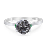Art Deco Round Natural Stone Halo Ring
