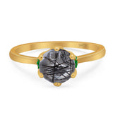 Art Deco Round Natural Stone Halo Ring