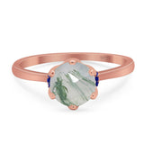 Art Deco Round Natural Stone Halo Ring